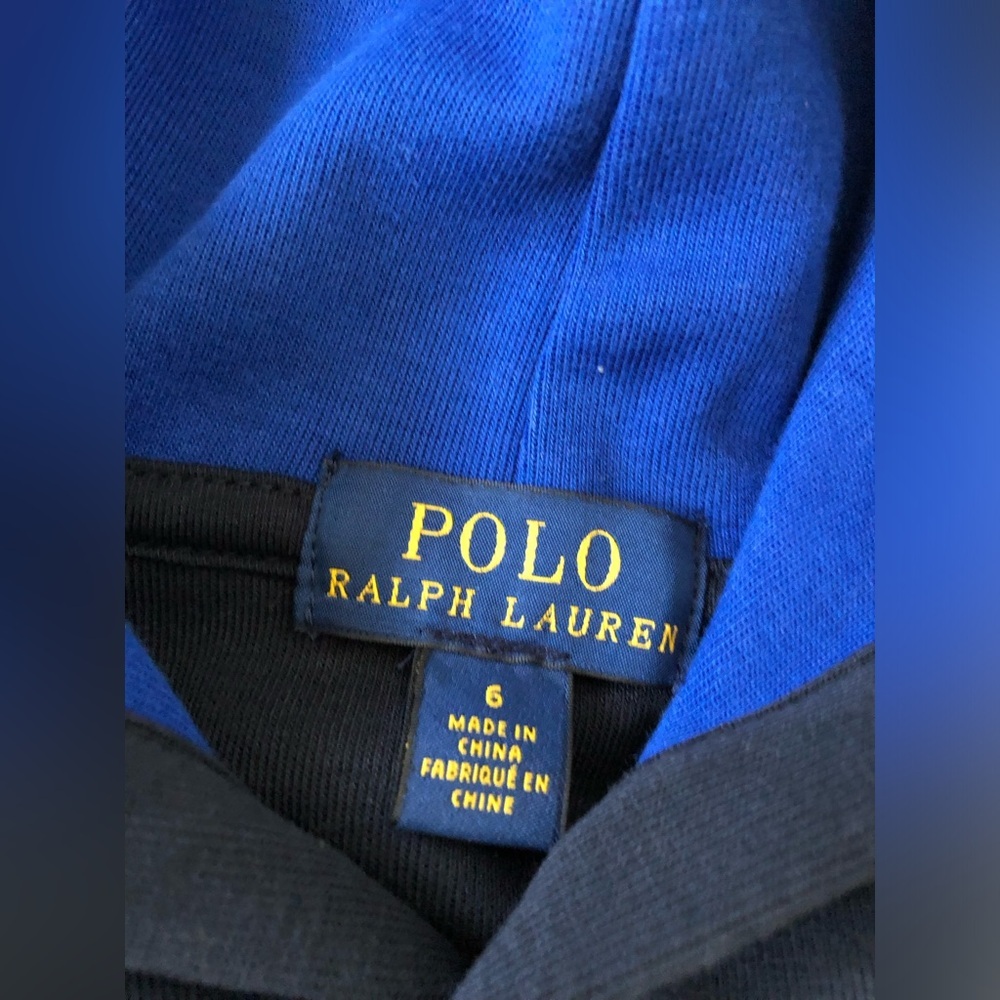 Polo Ralph Lauren Boys 6 RARE Vintage Colorblock Hooded Sweatshirt w/RLPC Crest - Picture 4 of 12